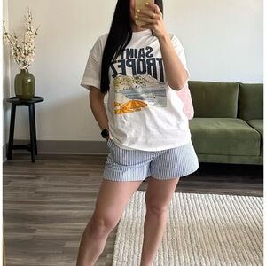 Striped Navy and White Women's Shorts